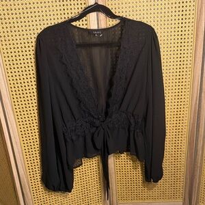 Black Lace Trim Blouse